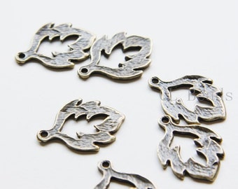 20pcs Antique Brass Tone Base Metal Charms-Heart 12x13mm 16545Y-W-23