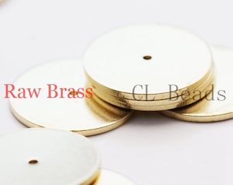 1838C-U-74 12pcs Raw Brass Center Hole Round Disc 16mm