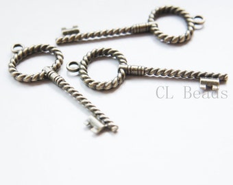 30pcs Oxidized Silver Tone Base Metal Charms-Key 21x8mm 1991Y-D-169A