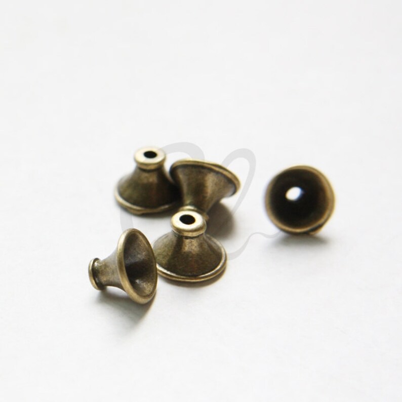 20 Pieces Antique Brass Tone Base Metal Caps 10x7mm Etsy