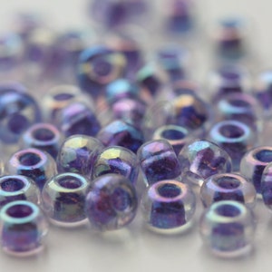 10 Grams Japanese Miyuki 6/0 Seed Bead - Amethyst Lined Crystal AB - 4mm (6M4-274-T-547)