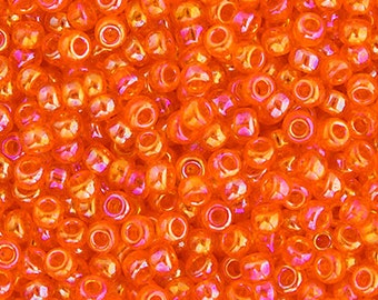 10 Grams Japanese Miyuki 11/0 Seed Beads - Lt.Orange Transparent AB - 2mm (11M9-110253-N-104)