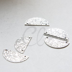 4 Pieces Oxidized Silver Plated Brass Base Moon Link - Crescent - Half Circle 25x12.5mm (2008C)