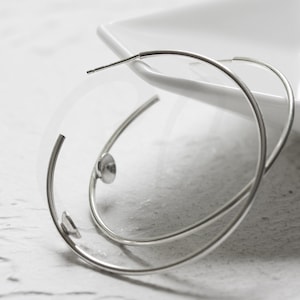 2 Pieces (One Pair) Solid Sterling Silver Earring Hook - Earring Hoop - Earring Loop - 47mm (SS004-4253C)