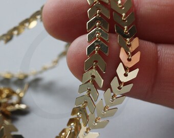One Foot Premium Gold Plated Brass Base Chain-Arrow 5.9x5.5mm (3371C08)