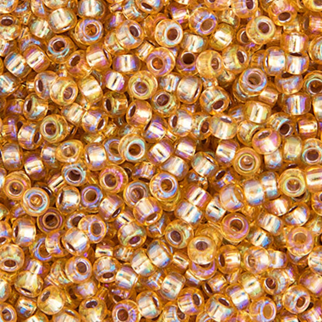 10 Grams Japanese Miyuki 11/0 Seed Beads - Gold Silver Lined AB