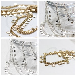One Foot Premium Plated Brass Chain - Oval with Star 4mm (4469C-#4)