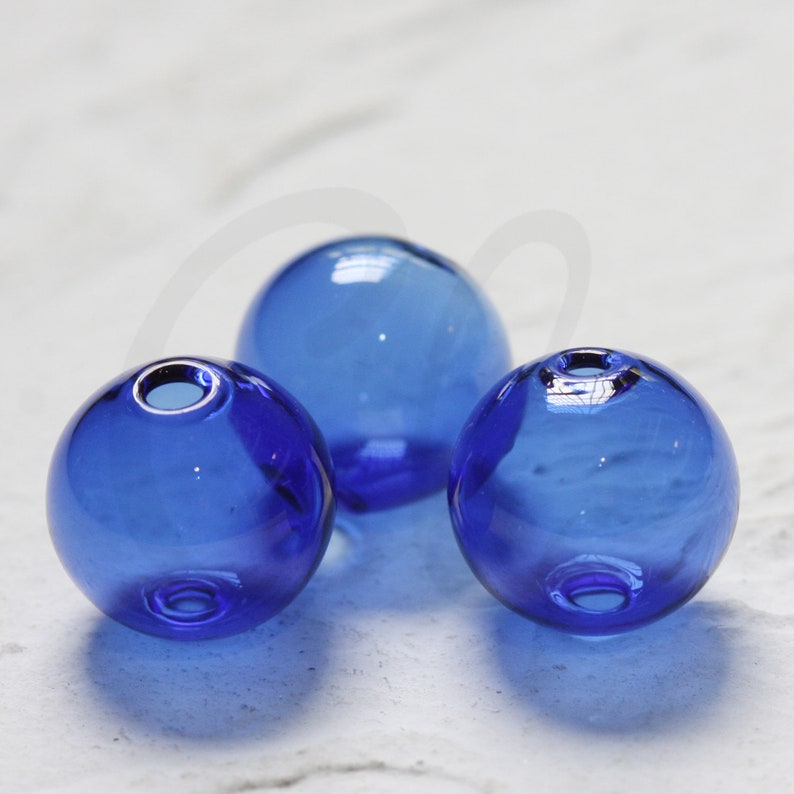 4 Pieces Hand Blown Hollow Glass Beads With Regular 2 Holes 18H image 8