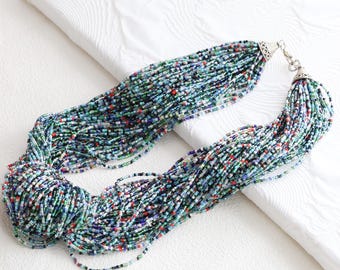 Collar de cuentas Miyuki Delica hecho a mano con cierre de plata de ley – Diseño de múltiples hebras