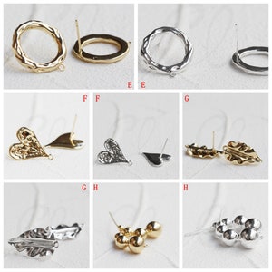 2 Pieces (One Pair) Premium Plated Solid Brass Earring Post with Sterling Silver Pin (4689C-1)