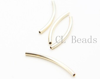 4 Pieces Gold Plated Curved Tube 2x30mm with ID 1.4mm (1683C)