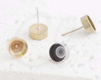 2 sztuki (jedna para) mosiężne elementy do kolczyków z trzpieniem ze stali nierdzewnej – oprawa kolczyków – oprawa 9 x 3,5 mm (4916C-B)