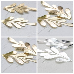 Solid Brass Brush Leaf Pendant - 62x26.6mm (4019C)