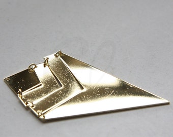 One Set Premium Gold Plated Triangle Pendant - Geometry - 73x40mm (3118C-N-243)