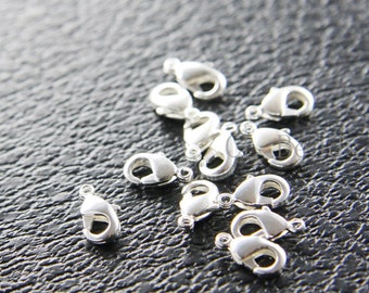10 Pieces Silver Plated Brass Base Lobster Clasps-9.5mm (1672C-I-329)