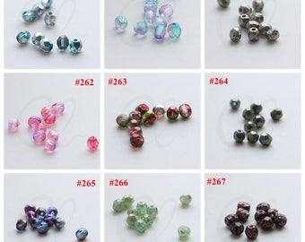 10 Pieces Czech Aged Fire Polished Glass Faceted Round Beads - Varies Colors - 4mm (BONMIXI-1)