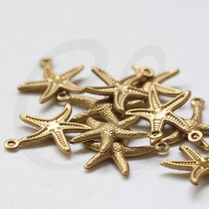 10 Stück Raw Brass Star Fish Charm - Sea Star 15x17mm (3755CX-V-120)