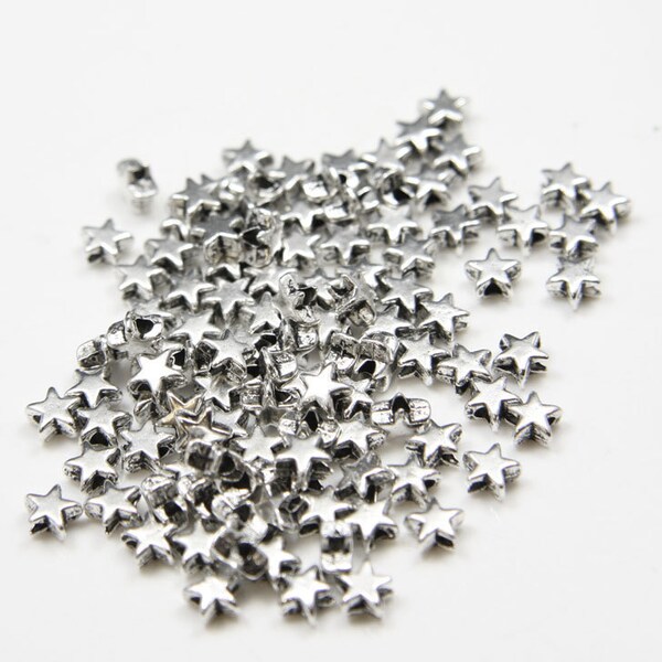 120pcs Oxidized Silver Tone Base Metal Spacers - Star 5mm (1418Y-F-204A)