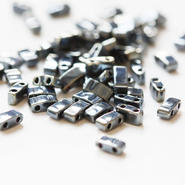 5 Grams Japanese Miyuki Tila Half Cut Beads-Light Gunmetal Opaque (HTL464) Ship from Canada