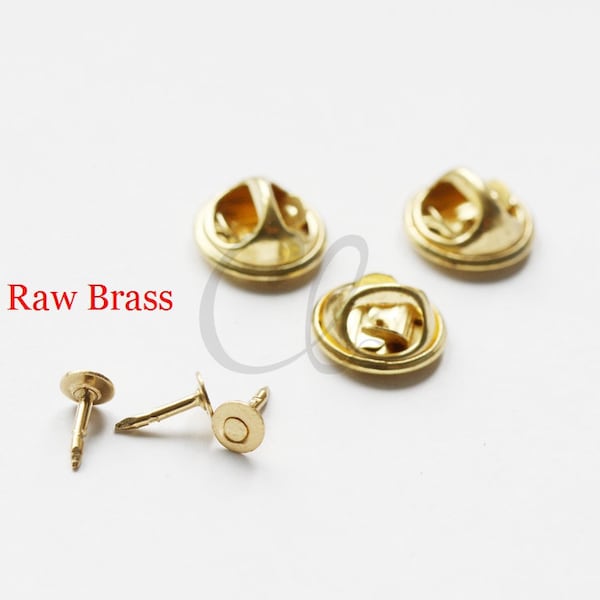 40 Sets Raw Brass Nail or Tie Tack Blank Pin with Clutch Back - Scatter Pin- 4mm HEAD - 8mm Nail - 11.35mm Clutch (1895C-I-114X)