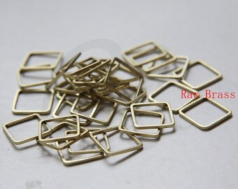 40 Pieces Raw Brass Square Blank Ring - Square 12mm (3295C-F-70)
