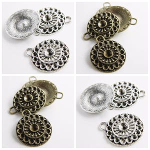 2pcs Antique Brass or Oxidized Silver Tone Base Metal Rhinestone Bases-39x33mm (10180Y)A7