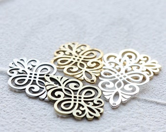 Solid Brass Geometry - Flower Charm - 25x18mm (4667C)