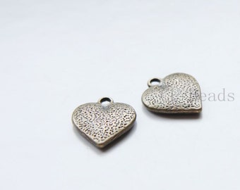 20 Pieces Antique Brass Tone Base Metal Charms-Heart 16x14mm (10333Y-G-290)