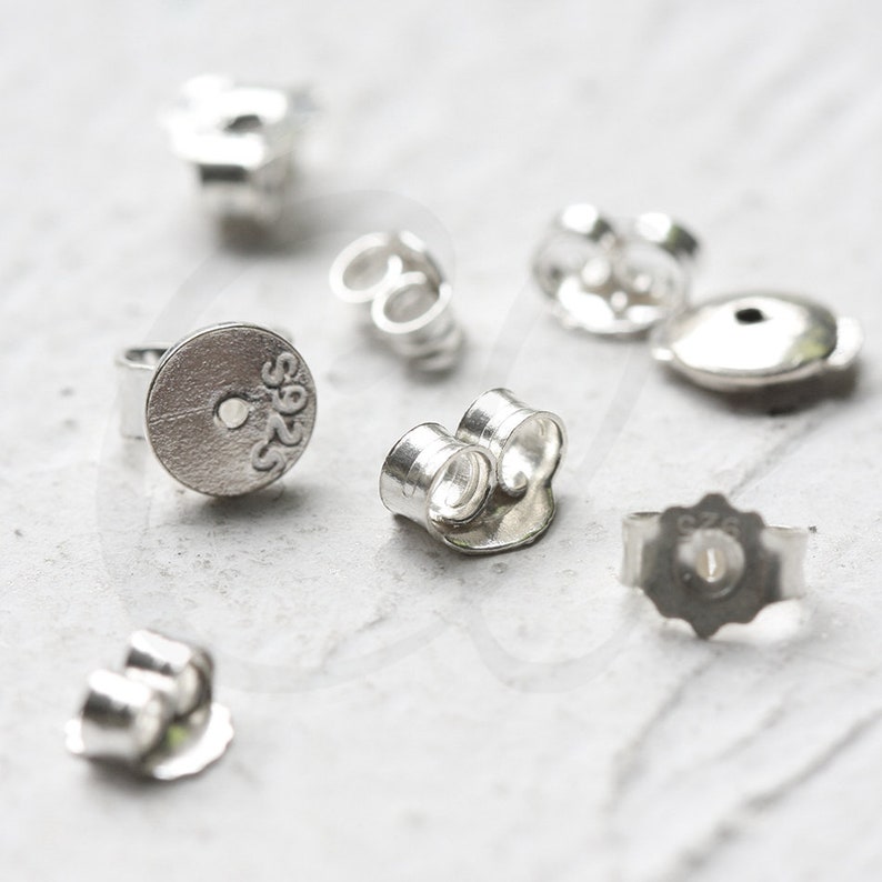 One Piece Solid 925 Silver Sterling Earring Findings SS018 Earring Backing Butterfly Backing