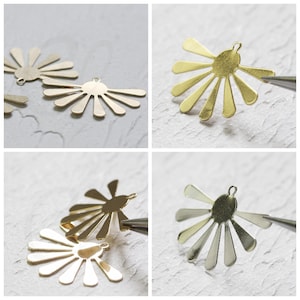 Solid Raw Brass Charm - Half Sun 25x24mm (4300C)