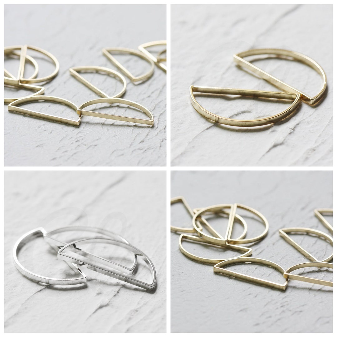 Solid Brass Half Circle Link - Crescent - Geometry - Moon