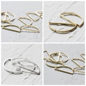 Solid Brass Half Circle Link - Crescent - Geometry - Moon Charm - Frame 15x30x1.8mm (4282C)