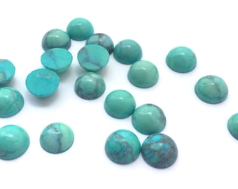 12 Pieces Natural Howlite Dyed Chinese Turquoise Cabochons-8mm (08HCHT)(B-5-20)