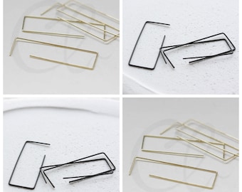 Solid Brass Earring Hooks - Ear Wires - Rectangle Hooks 40x15mm (3808C-V-166)