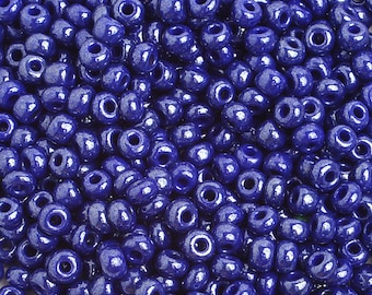 10 Grams Czech Rocailles Preciosa 6/0 Seed Beads - Opaque Luster Blue -Size 6 (6C5-1904-Q-404)