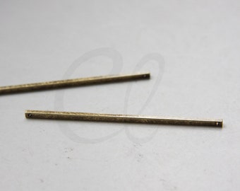 2 Pieces Antique Brass Square Bar with Two Holes - 2x65mm (3065C-N-78)