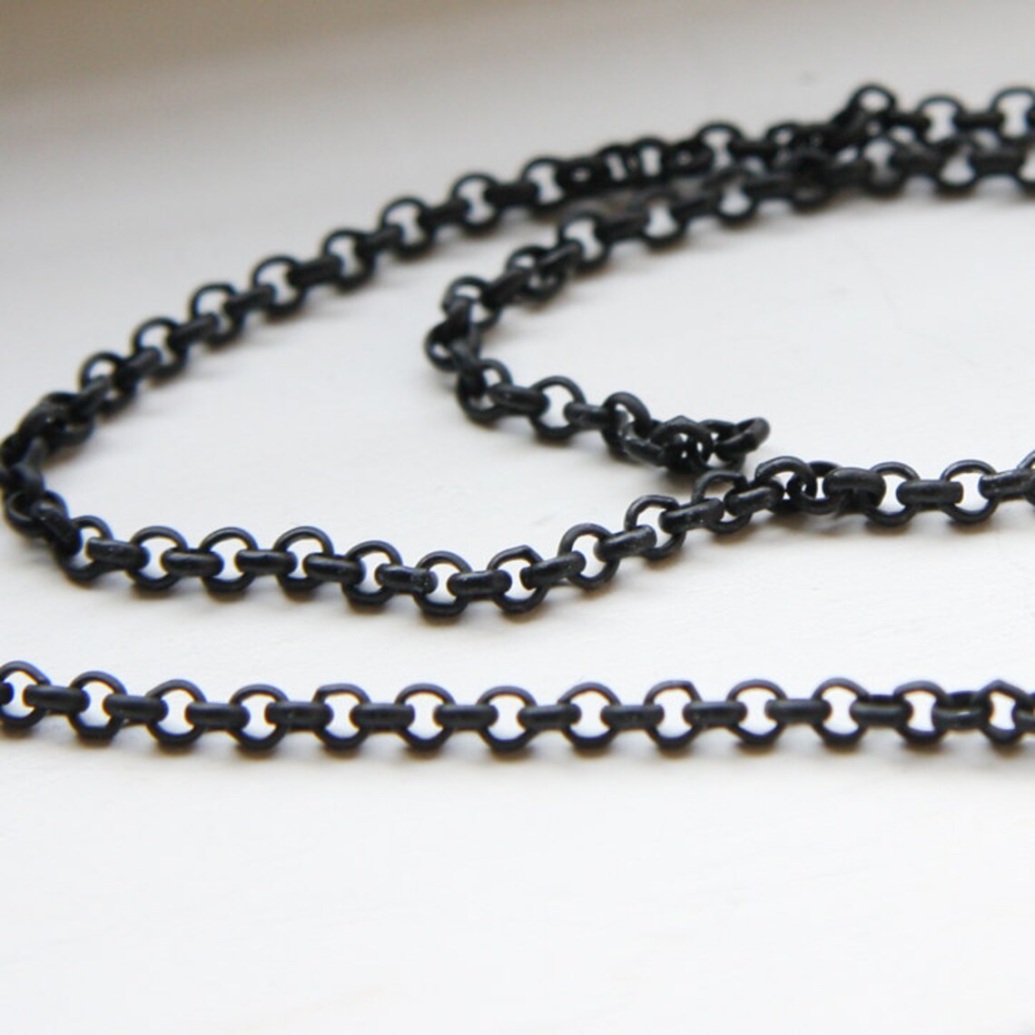 3 Feet Matte Black Plated Chains-rolo 3mm (420C07) - Etsy