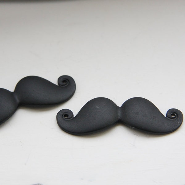 4 Pieces Matte Black Plated Charms-Moustache 43x15mm (26C-H-221)A49