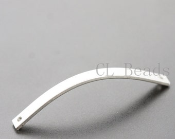 One Piece Premium Matte Silver Plated Brass Base Curved Link 40x3.2mm (1739C-T-96)