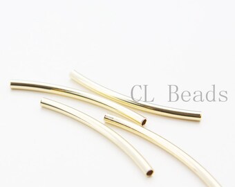 One Premium Gold Plated Curved Tube 3x45mm with ID 2.3mm  (1685C)