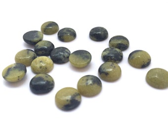 12 Pieces Natural Yellow Turquoise Stone Cabochons-8mm (08YTRQ)(B-5-33)