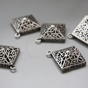 One Piece Oxidized Silver Plated Brass Base Pendant - Filigree Square 35.9x31.5mm (4592Z-R-323)