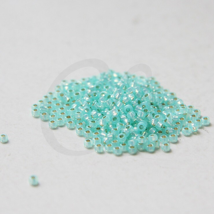 10 Grams Japanese Miyuki 11/0 Seed Beads - Aqua Green S/L Opal