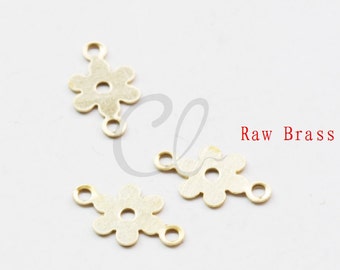 100 Pieces Raw Brass Flower Link - 14x8mm (2024C-P-318)