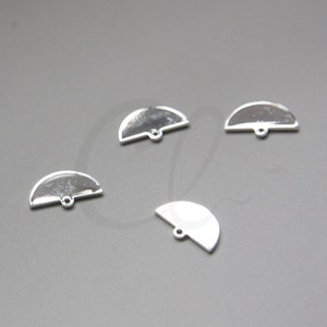 2 Pieces Premium Silver Plated Brass Base Crescent Charm - Geometry - Half Circle 14x9mm (3091C-G-985)