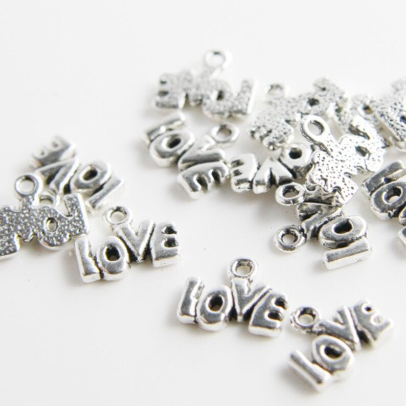 30pcs Oxidized Silver Tone Base Metal Charms-Love 12x10mm 5234Y-B-210A11 image 1