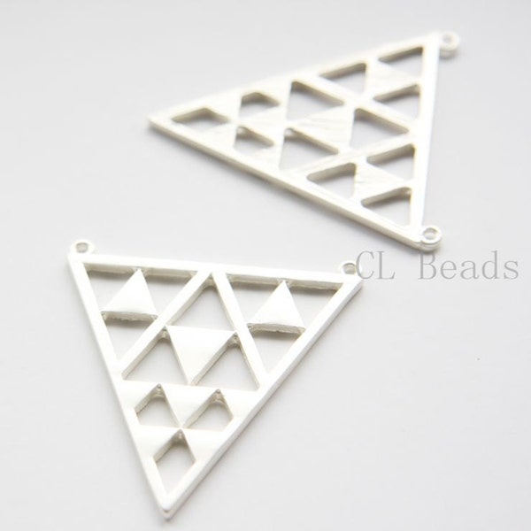 One Piece Matte Silver Plated Base Metal Charms- Triangle - 46x45mm (479C-S-236)