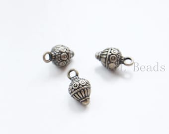 20 sztuk antycznych mosiężnych metalowych zawieszek ozdobnych - w pobliżu kuli 13 x 7 mm (14385Y-C-428)