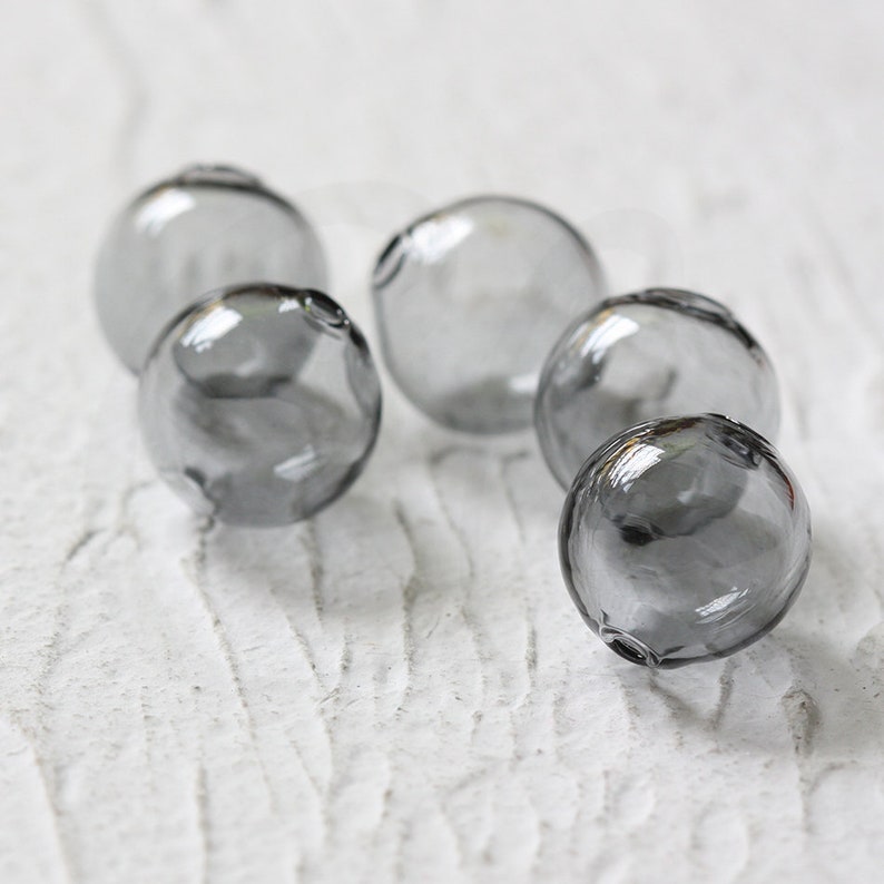 4 Pieces Hand Blown Hollow Glass Beads With Regular 2 Holes 18H image 6