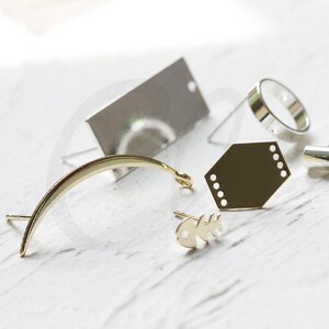 One Pair Premium Plated Hand Soldered Brass Earring Post with Sterling Silver Pin (4518C)